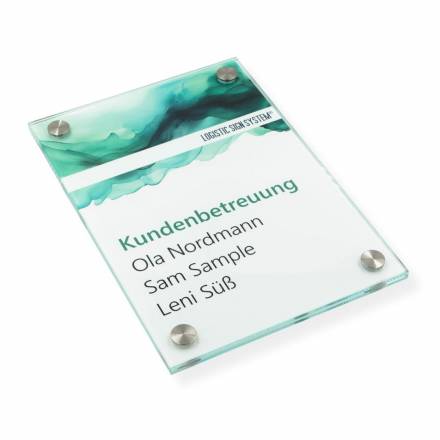 Tuerschild VITRUM B  Glasschild fuer Buero DIN A5